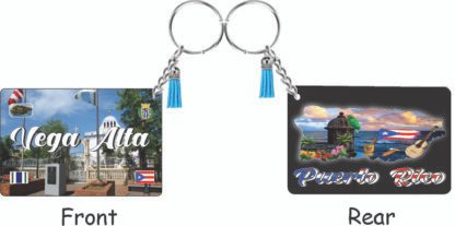 Vega Alta Puerto Rico Keychain Printed Tassel Set Double-sided Wooden Pendant for  Gifts and Accessories