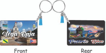 Vega Baja Puerto Rico Keychain Printed Tassel Set Double-sided Wooden Pendant for  Gifts and Accessories