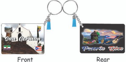 San German Puerto Rico Keychain Printed Tassel Set Double-sided Wooden Pendant for  Gifts and Accessories