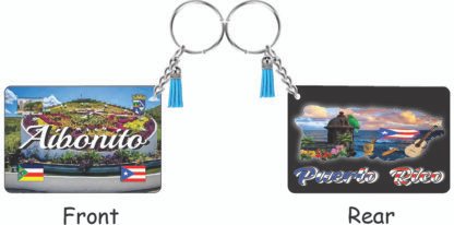 Aibonito Puerto Rico Keychain Printed Tassel Set Double-sided Wooden Pendant for  Gifts and Accessories