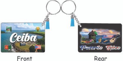 Ceiba Puerto Rico Keychain Printed Tassel Set Double-sided Wooden Pendant for  Gifts and Accessories