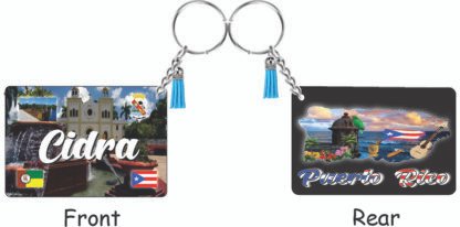 Cidra Puerto Rico Keychain Printed Tassel Set Double-sided Wooden Pendant for  Gifts and Accessories