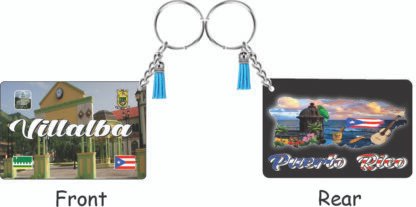 Villalba Puerto Rico Keychain Printed Tassel Set Double-sided Wooden Pendant for  Gifts and Accessories