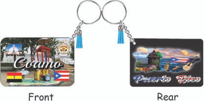 Coamo Puerto Rico Keychain Printed Tassel Set Double-sided Wooden Pendant for  Gifts and Accessories