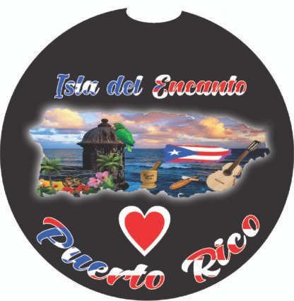 Z Puerto Rico Print 2 pc Car Coasters Round Rubber 2.75in/5mm