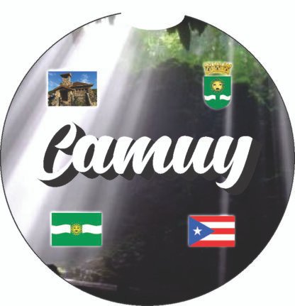 Camuy Puerto Rico Print 2pc Car Coasters Round Rubber 2.75in/5mm