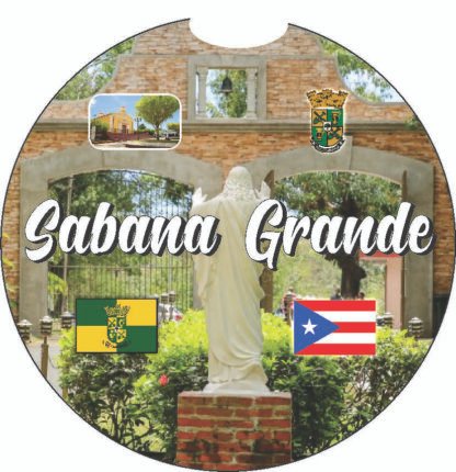 Sabana Grande Puerto Rico Print 2pc Car Coasters Round Rubber 2.75in/5mm