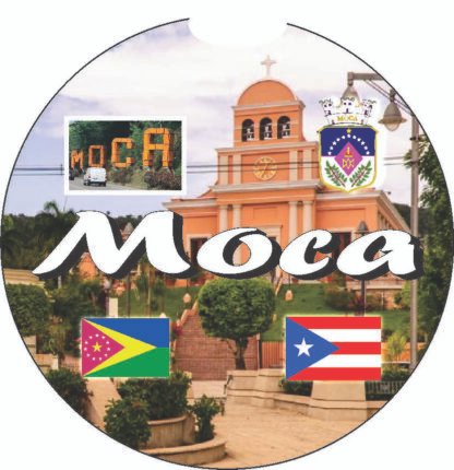 Moca Puerto Rico Print 2pc Car Coasters Round Rubber 2.75in/5mm