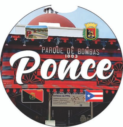 Ponce Puerto Rico Print 2pc Car Coasters Round Rubber 2.75in/5mm