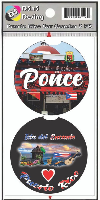 Ponce Puerto Rico Print 2pc Car Coasters Round Rubber 2.75in/5mm - Image 3