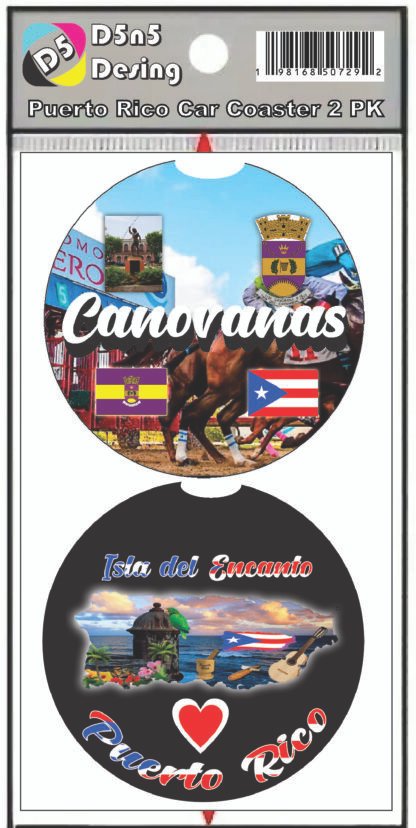 Canovanas Puerto Rico Print 2pc Car Coasters Round Rubber 2.75in/5mm - Image 3