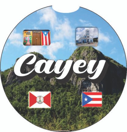 Cayey Puerto Rico Print 2pc Car Coasters Round Rubber 2.75in/5mm