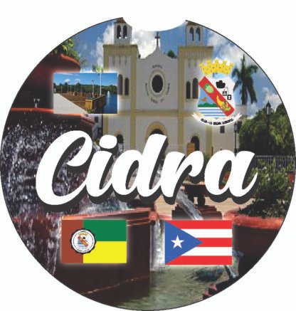 Cidra Puerto Rico Print 2pc Car Coasters Round Rubber 2.75in/5mm