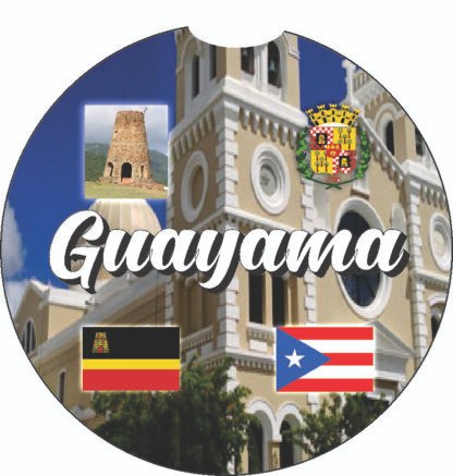 Guayama Puerto Rico Print 2pc Car Coasters Round Rubber 2.75in/5mm