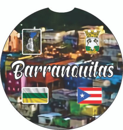 Barranquitas Puerto Rico Print 2pc Car Coasters Round Rubber 2.75in/5mm