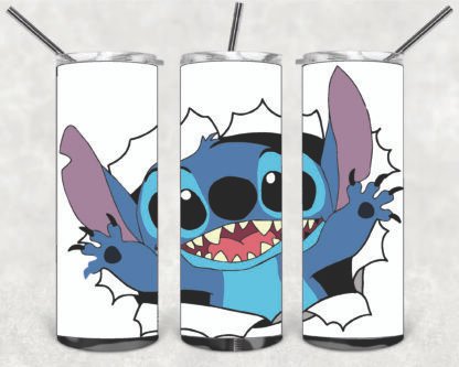 CARTOONS STITCH DESINGS 20oz Stainless Steel Double Wall Skinny Tumbler With Straw