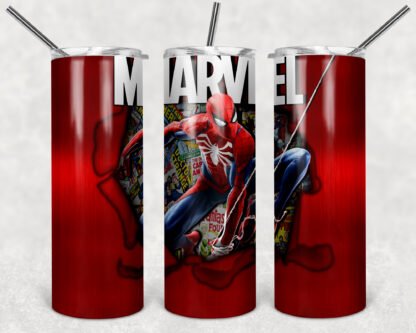 Marvel Spiderman 20oz Stainless Steel Double Wall Skinny Tumbler With Straw