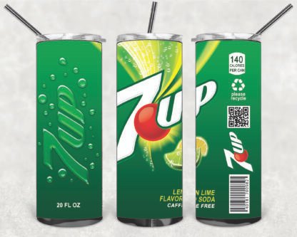 DRINK 7UP 20oz Stainless Steel Double Wall Skinny Tumbler With Straw