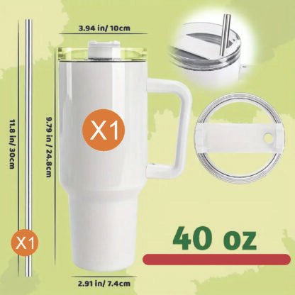 Tumbler 40 oz With Handle Blank Insulated Large Tumbler Bulk, Coffee Travel Cups Stainless Steel Travel Mug. - Image 3