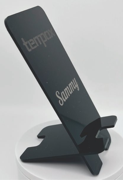 Personalized Black Acrylic Cell Phone Stand - Image 5